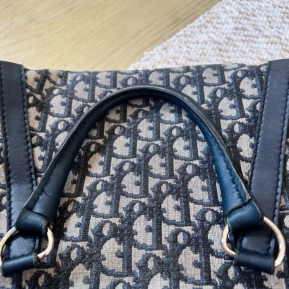 Dior vintage trotter Boston bag with leather lining. Dark blue. Made in France - Picture 4 of 10